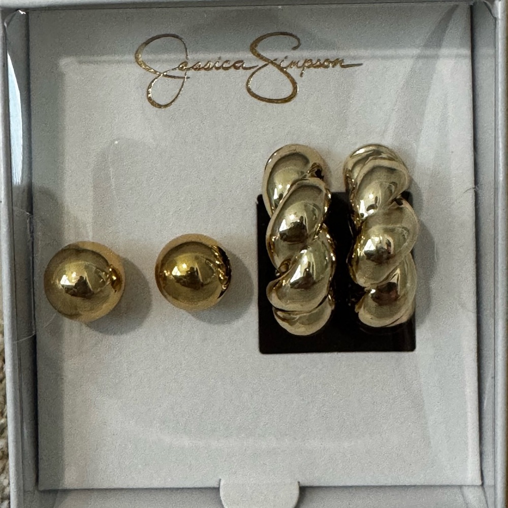 Jessica Simpson Gold-Tone Hoop and Stud Earrings
